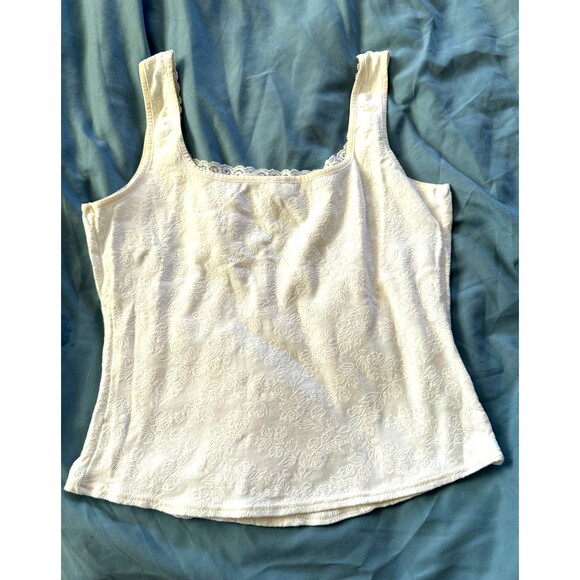 Arianne White Floral Stretch Lace Trim Camisole Size L - Picture 2 of 3